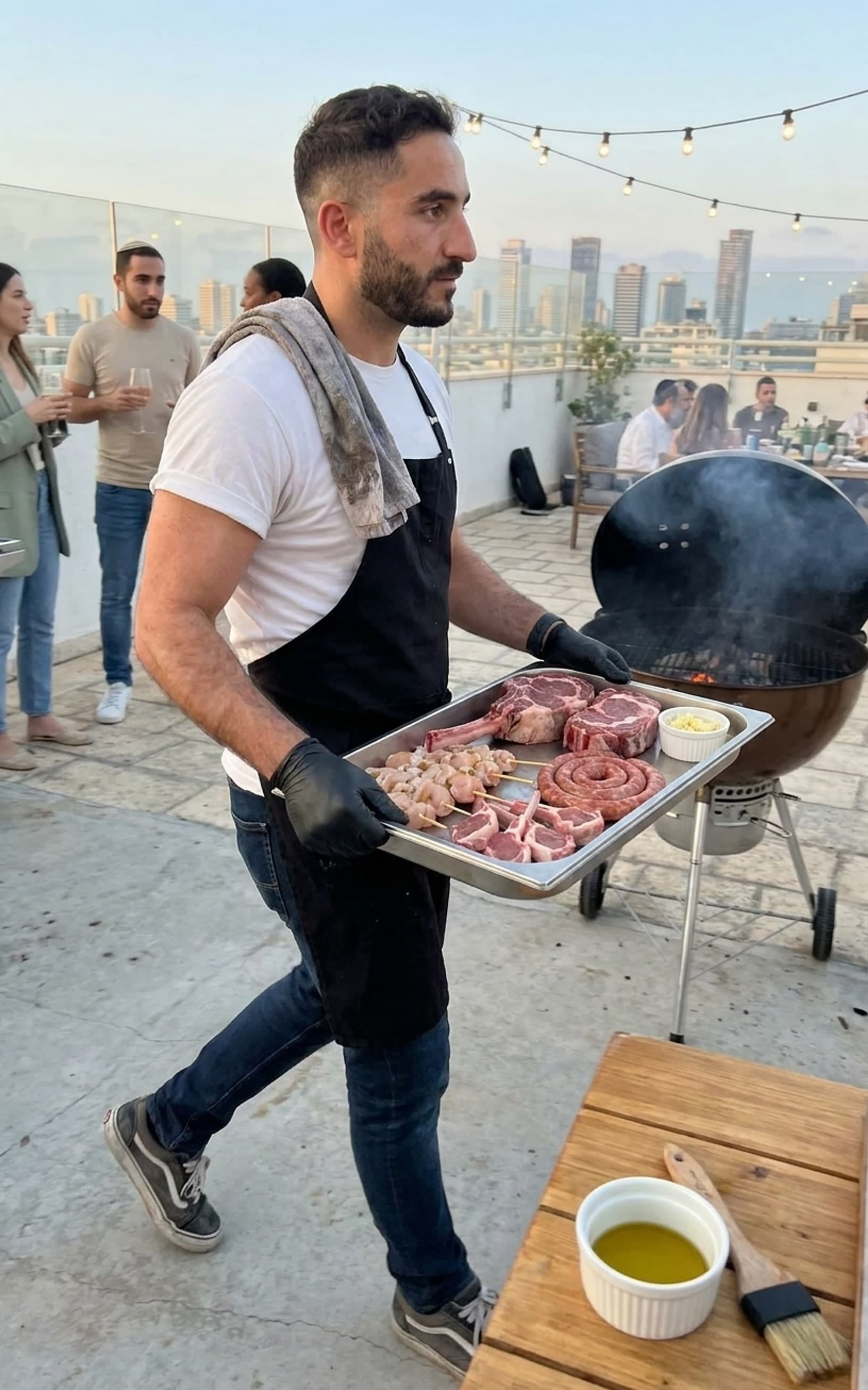 carrying fresh cuts to the grill